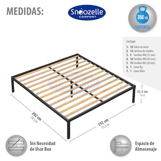 Foto 4 | Magma Life Base De Cama King Size De Metal Resistente, Plataforma Con Espacio De Almacenamiento, Fácil Armado