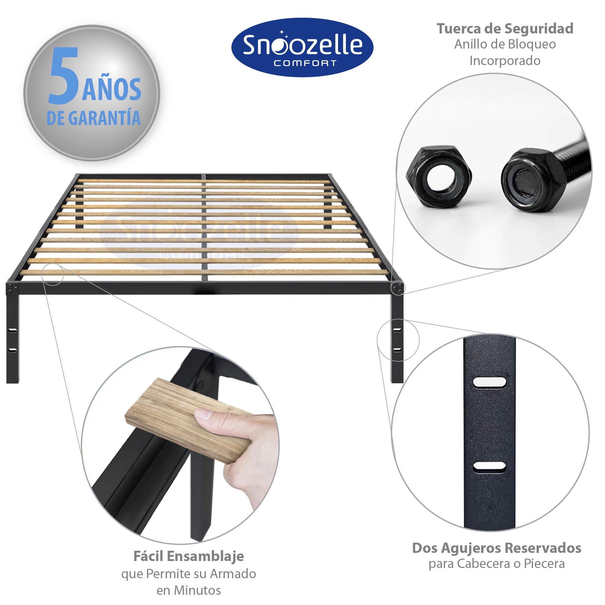 Foto 6 pulgar | Magma Life Base De Cama King Size De Metal Resistente, Plataforma Con Espacio De Almacenamiento, Fácil Armado
