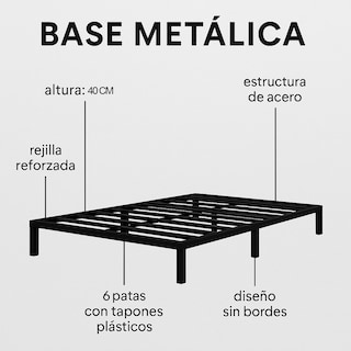Foto 3 | Base Matrimonial Metálica Minimalista