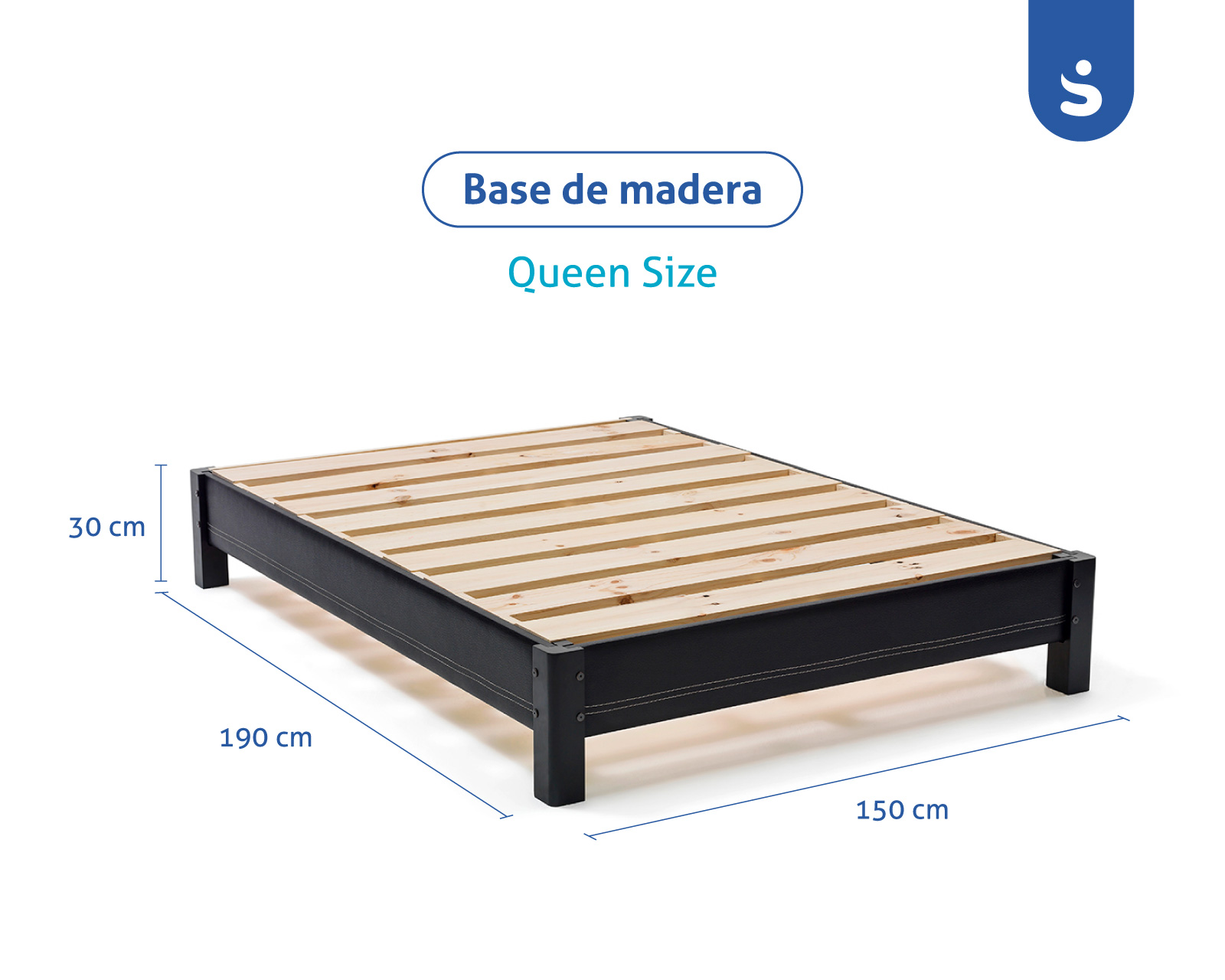 Foto 6 pulgar | Base de Cama Queen Size Sensei Armable de Madera Vinipiel