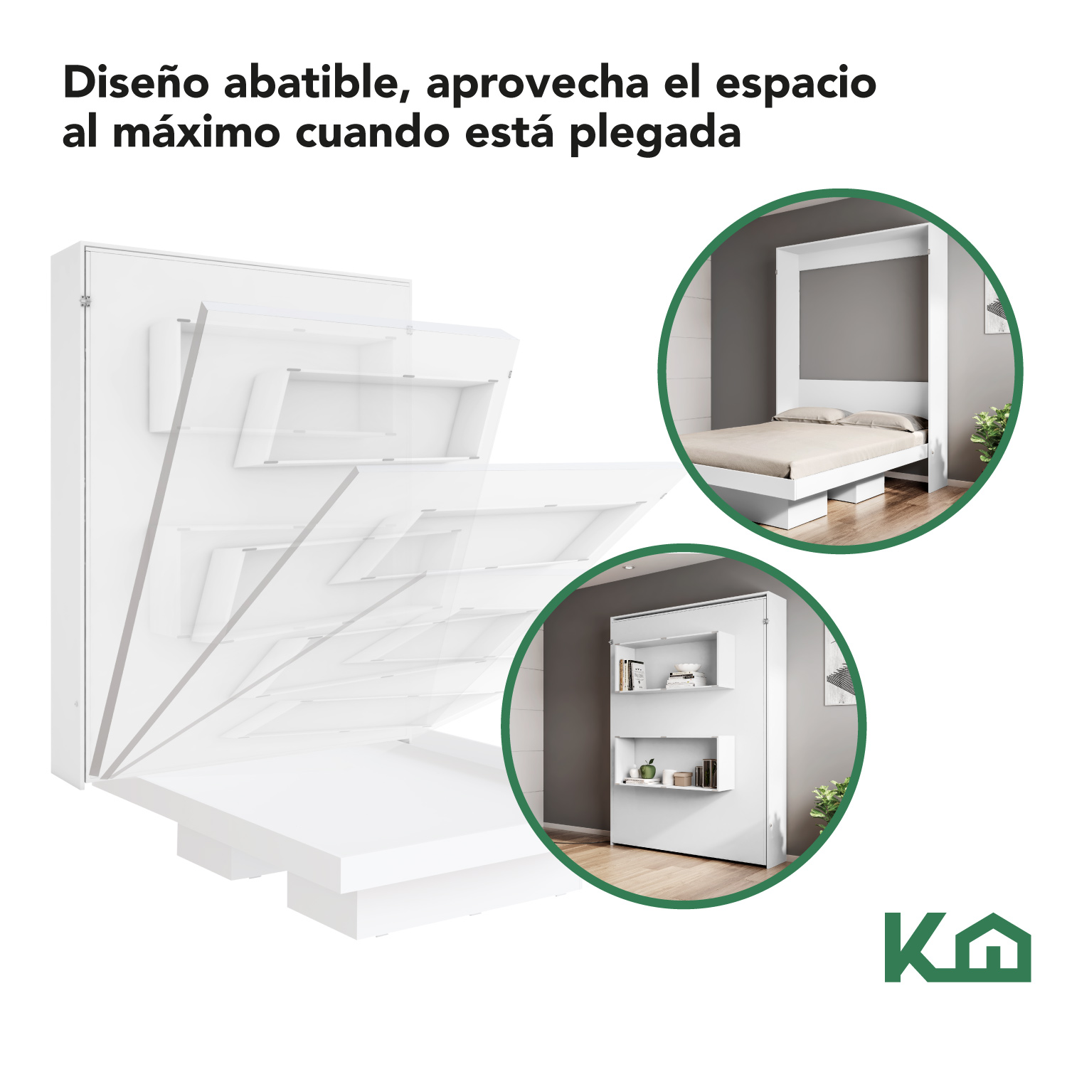 Foto 4 pulgar | Base Abatible de Cama KingsHouse KINGDOUBLE3 color Blanco Matrimonial