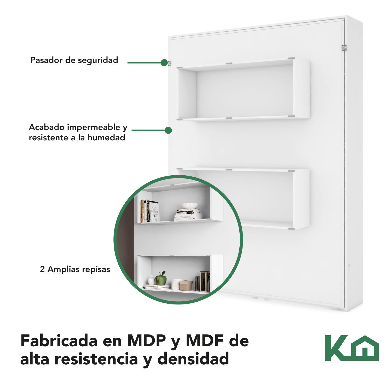 Foto 5 pulgar | Base Abatible de Cama KingsHouse KINGDOUBLE3 color Blanco Matrimonial