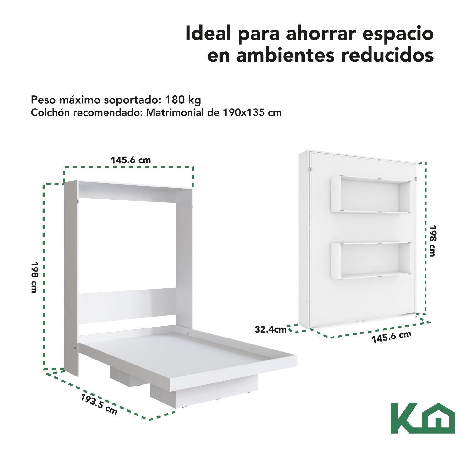 Foto 6 pulgar | Base Abatible de Cama KingsHouse KINGDOUBLE3 color Blanco Matrimonial