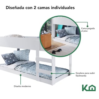 Foto 3 | Litera Doble KingsHouse KINGBUNK3 color Blanco Individual