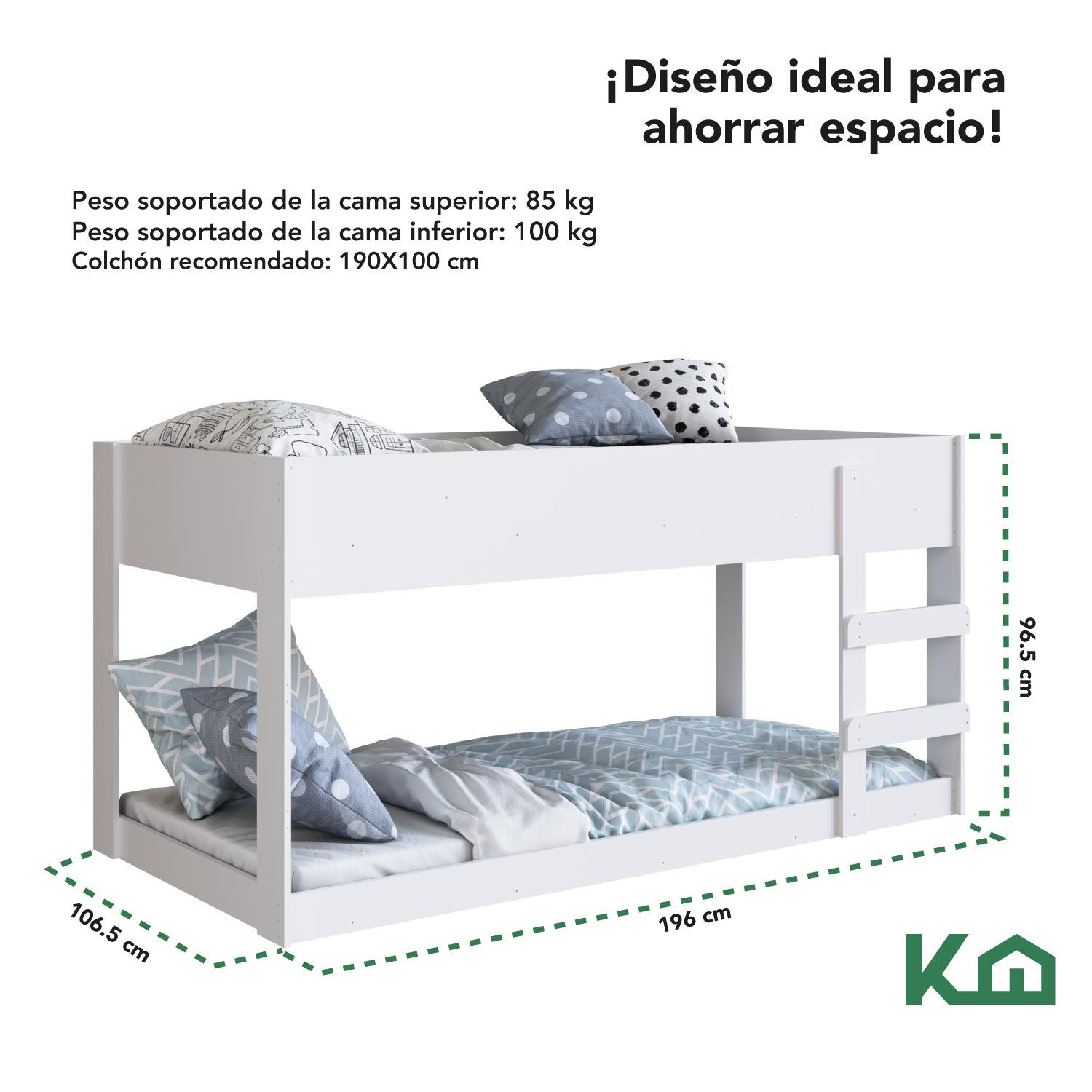 Foto 5 | Litera Doble KingsHouse KINGBUNK3 color Blanco Individual