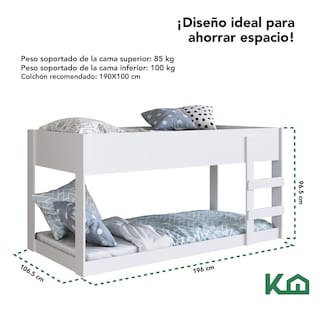 Foto 5 | Litera Doble KingsHouse KINGBUNK3 color Blanco Individual
