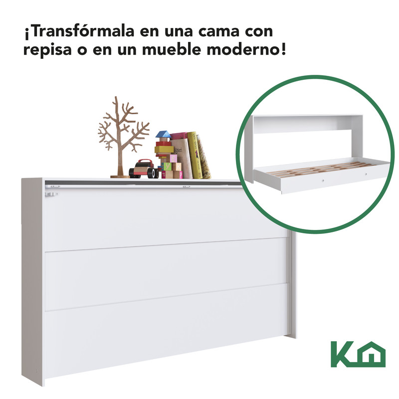 Foto 4 pulgar | Base Abatible de Cama KingsHouse KINGSINGLE3 Blanco Individual