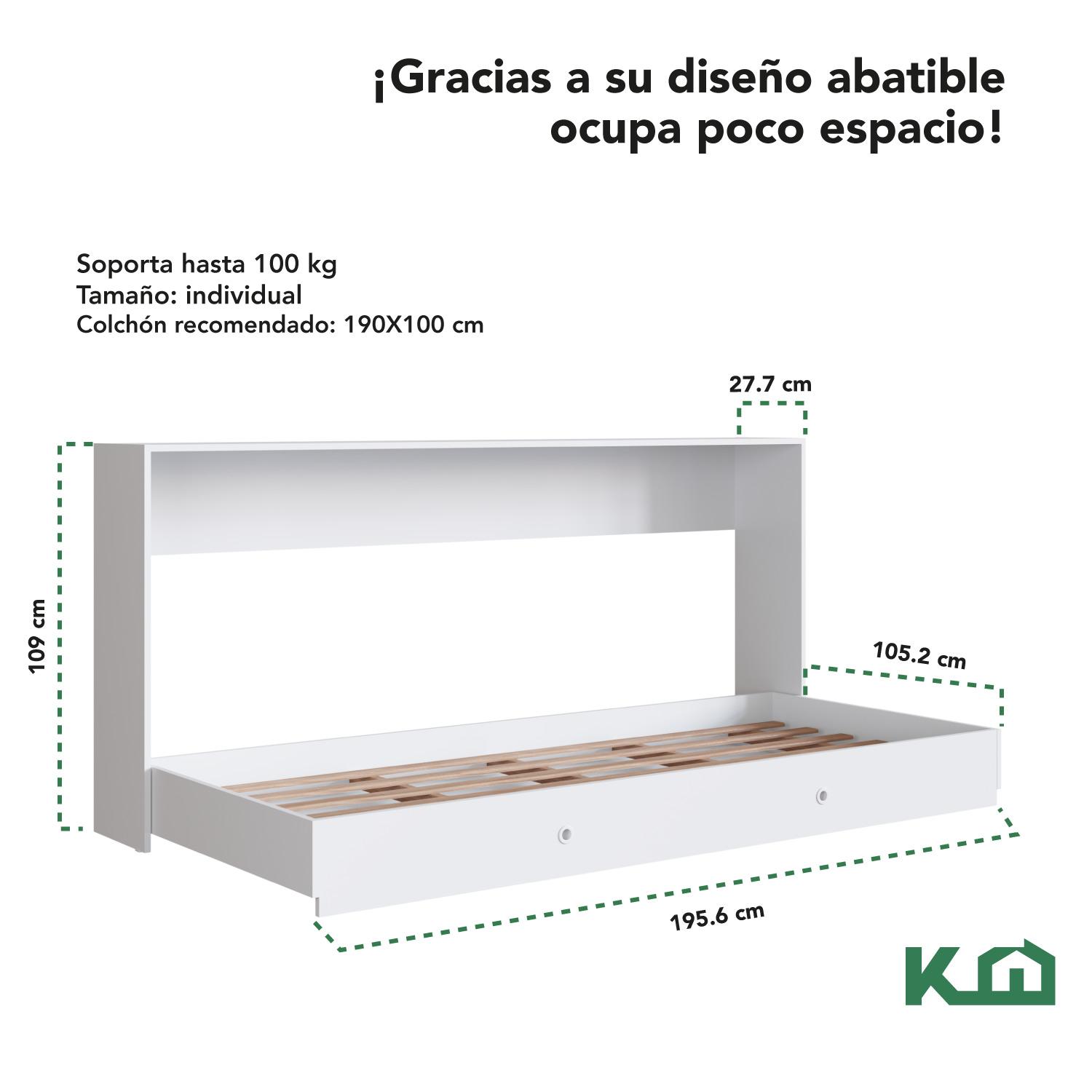 Foto 6 pulgar | Base Abatible de Cama KingsHouse KINGSINGLE3 Blanco Individual