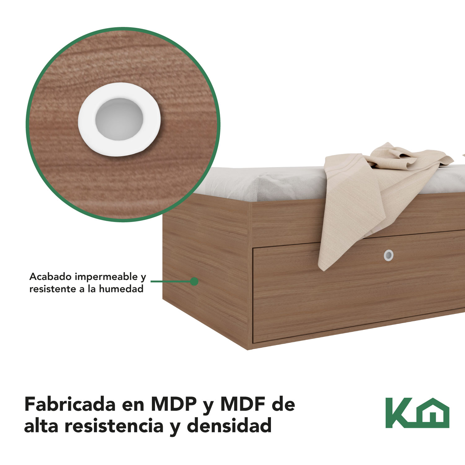 Foto 5 pulgar | Base de Cama KingsHouse KINGSINGLE5 Marrón Individual con Cajones