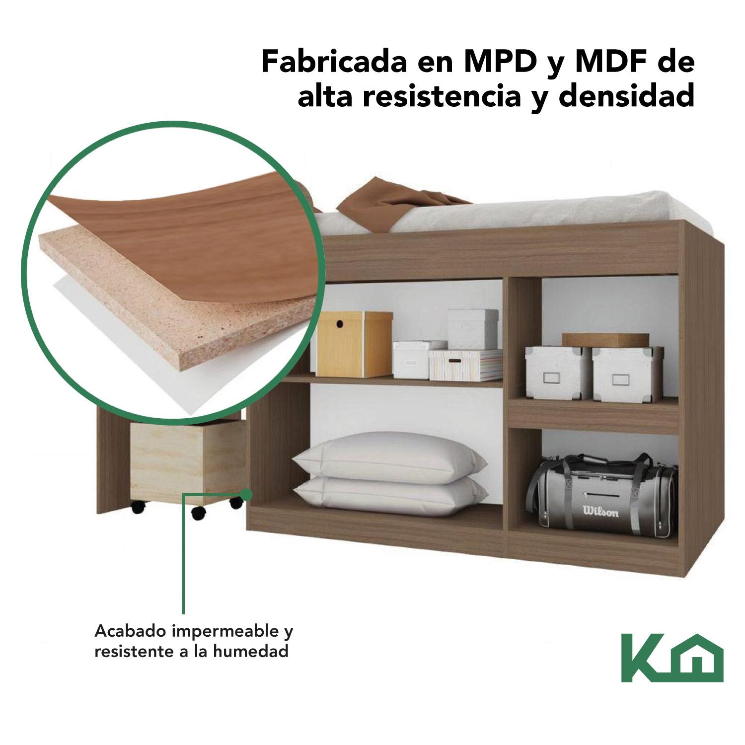 Foto 4 | Base KingsHouse KINGSINGLE9 Marrón Cama Individual - Escritorio - Cajones