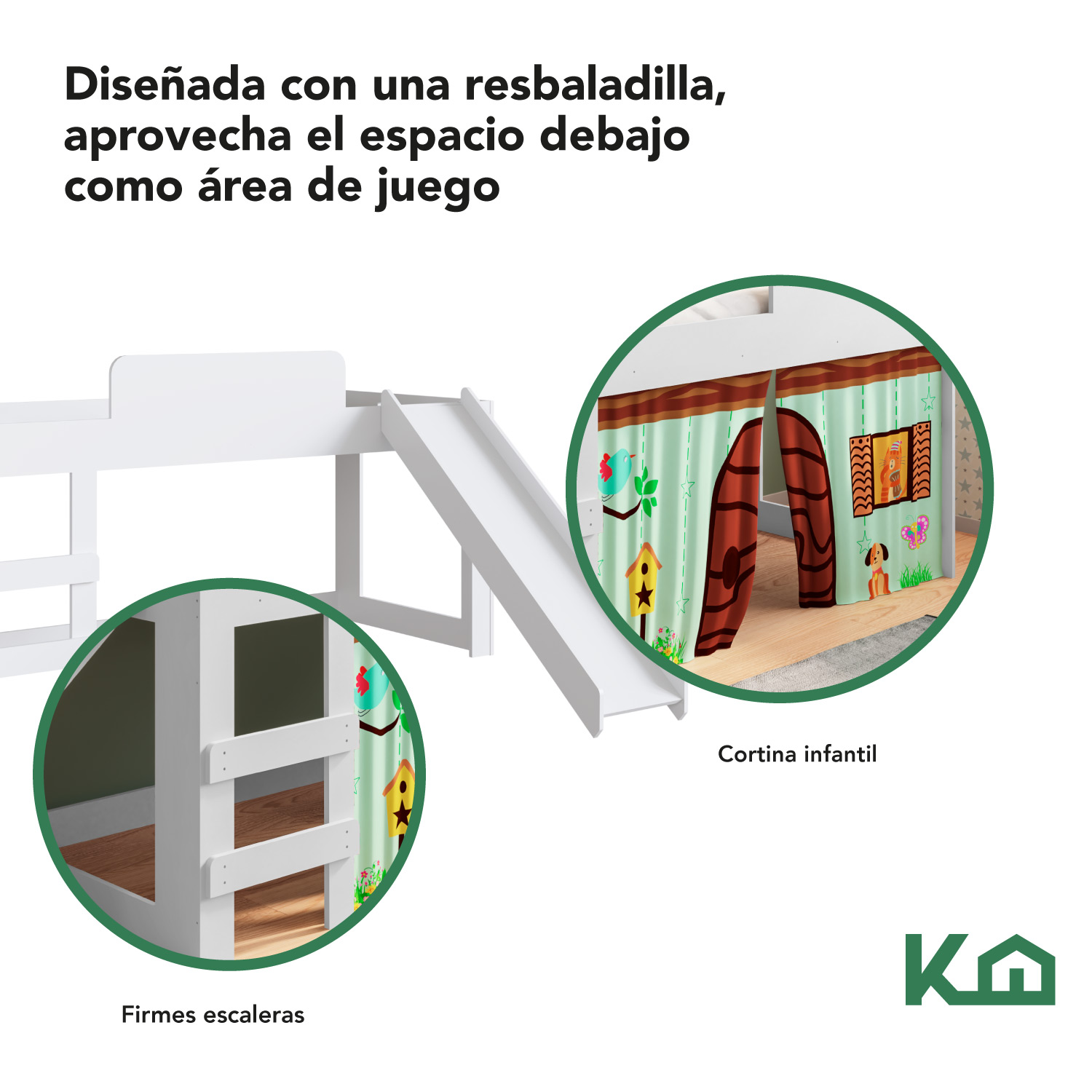 Foto 4 pulgar | Base de Cama Kingshouse KINGSINGLE6 Blanco Individual con Resbaladilla