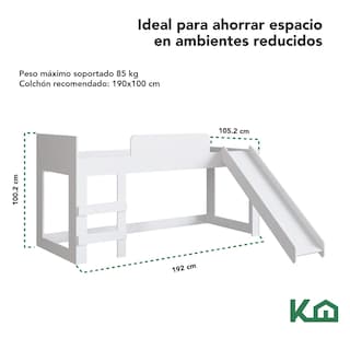 Foto 5 | Base de Cama Kingshouse KINGSINGLE6 Blanco Individual con Resbaladilla