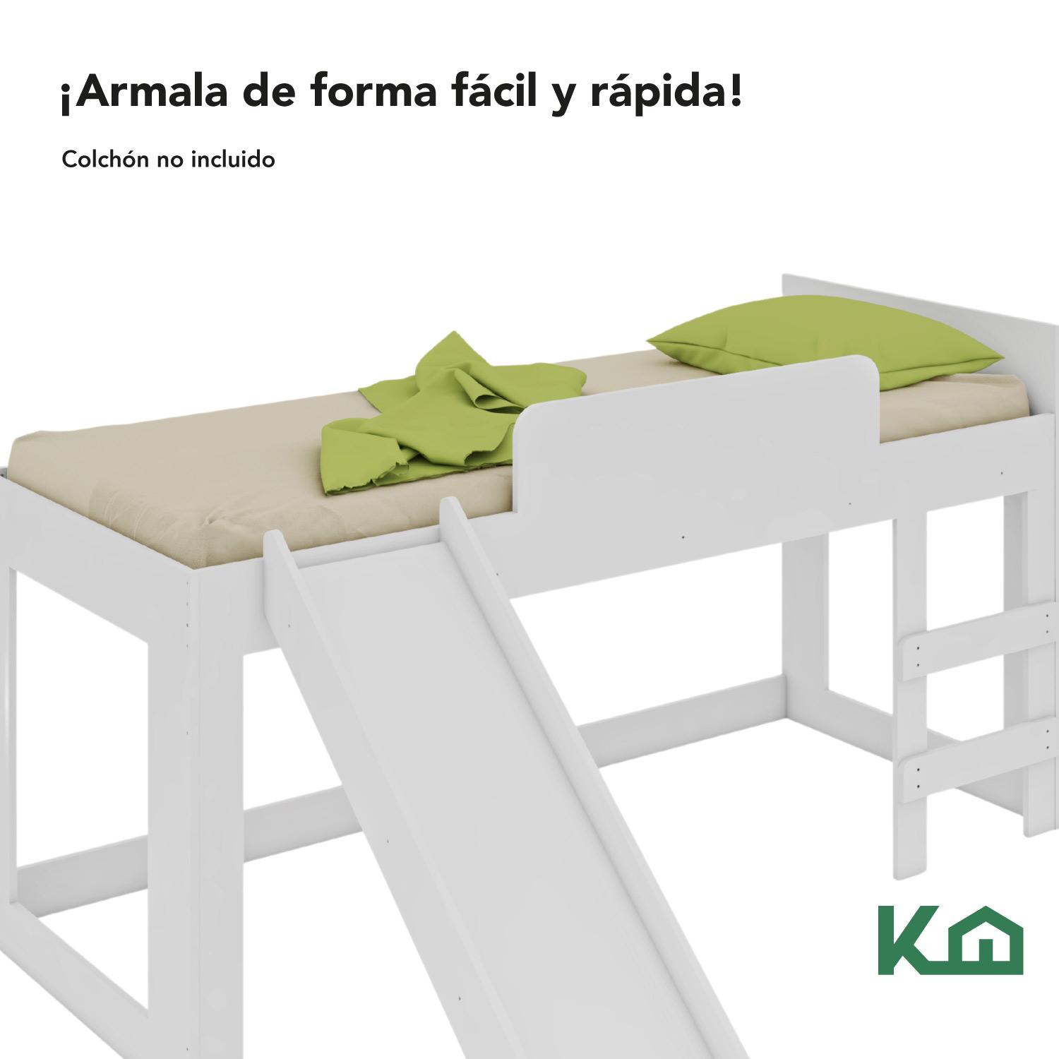 Foto 7 pulgar | Base de Cama Kingshouse KINGSINGLE6 Blanco Individual con Resbaladilla