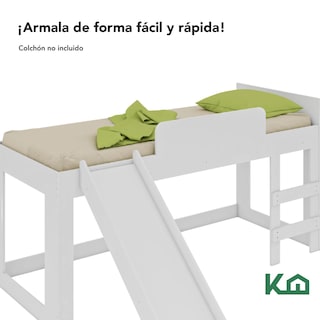 Foto 6 | Base de Cama Kingshouse KINGSINGLE6 Blanco Individual con Resbaladilla