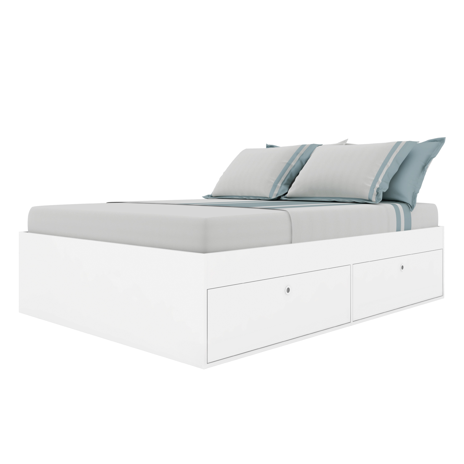 Base de Cama KingsHouse KINGDOUBLE1 Blanco Matrimonial con Cajones