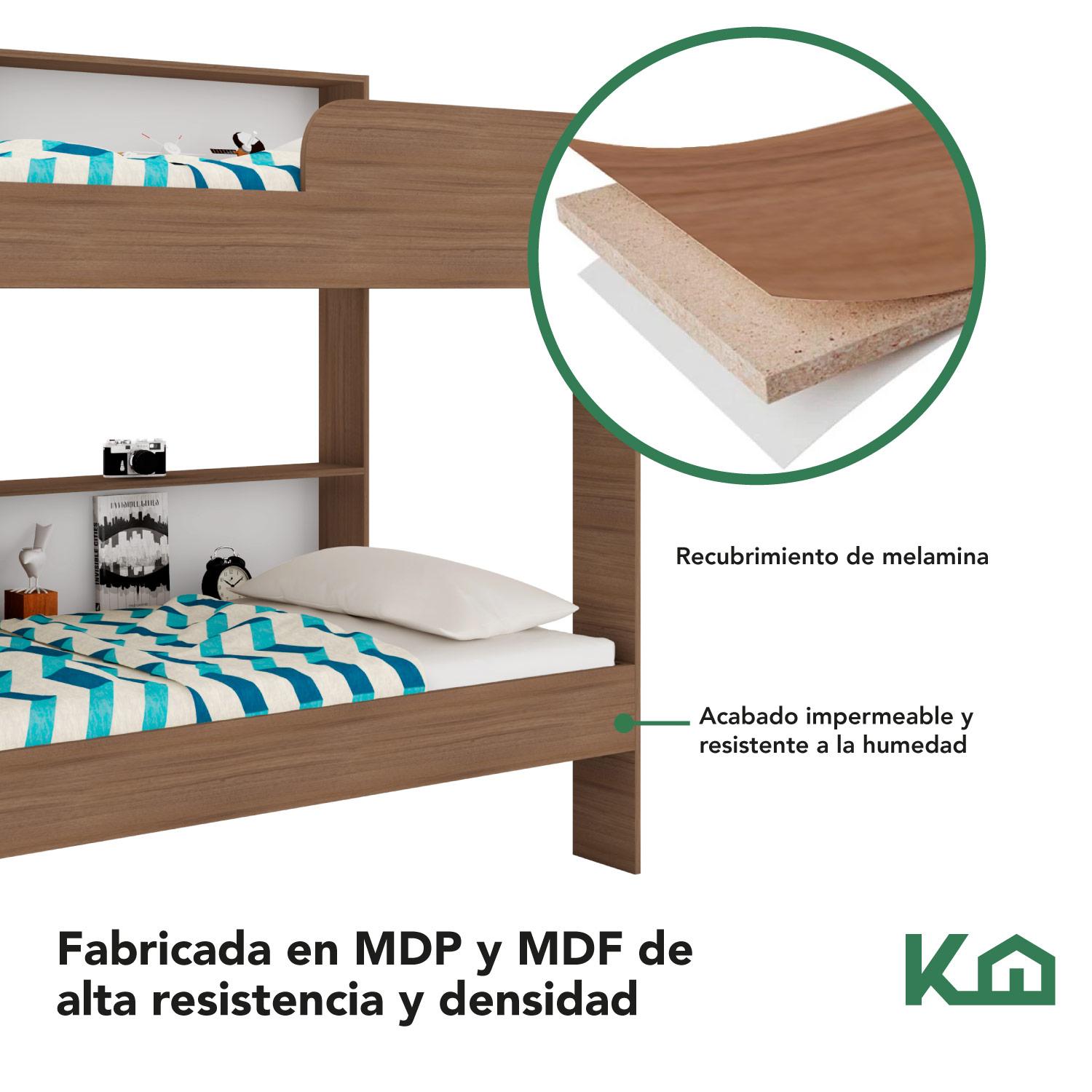 Foto 5 pulgar | Litera Doble KingsHouse KINGBUNK2 Marrón Individual con Estante