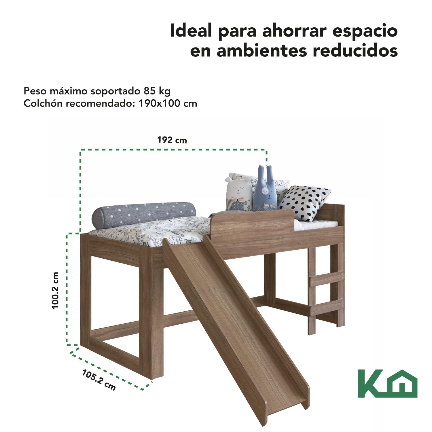 Foto 5 | Base de Cama KingsHouse KINGSINGLE7 color Marrón Individual con Resbaladilla