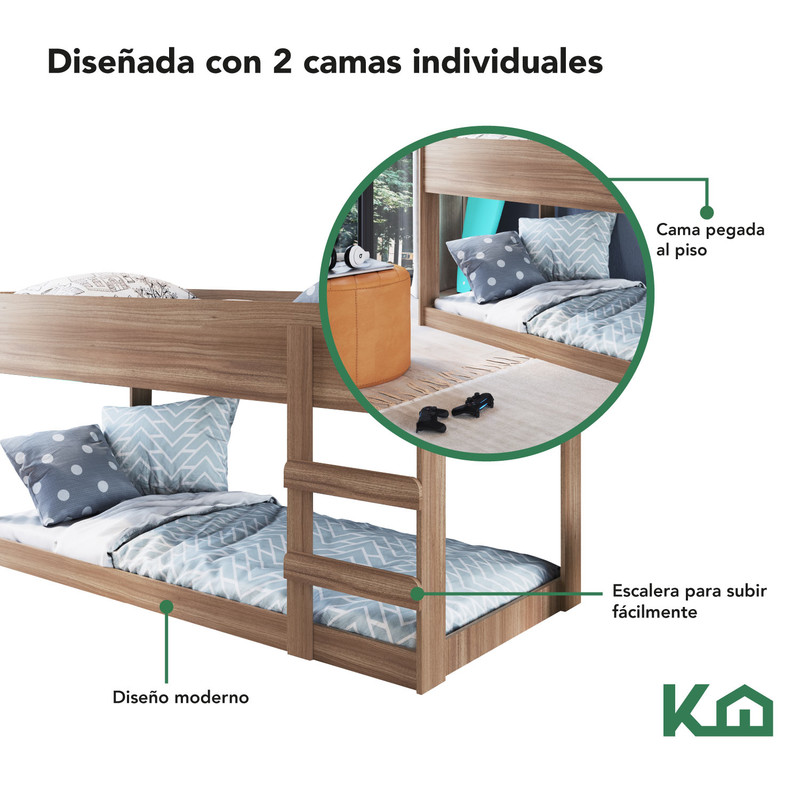 Foto 4 pulgar | Litera Doble KingsHouse KINGBUNK4 color Marrón Individual