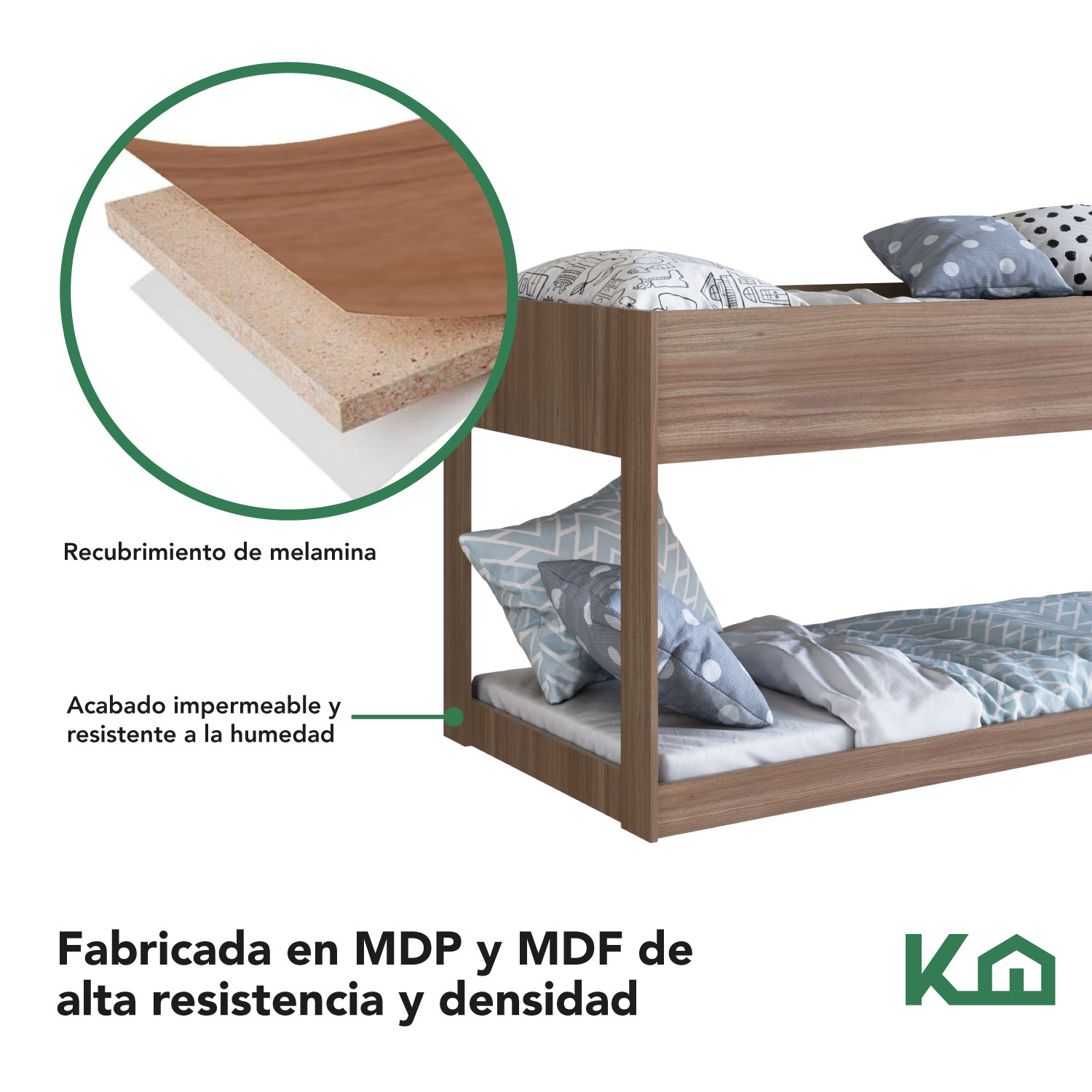 Foto 5 pulgar | Litera Doble KingsHouse KINGBUNK4 color Marrón Individual