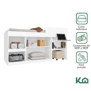 Foto 3 | Base de Cama Kingshouse Kingsingles Individual color Blanco