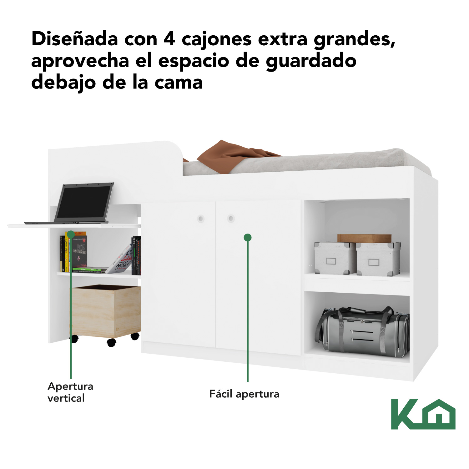 Foto 5 pulgar | Base de Cama Kingshouse Kingsingles Individual color Blanco