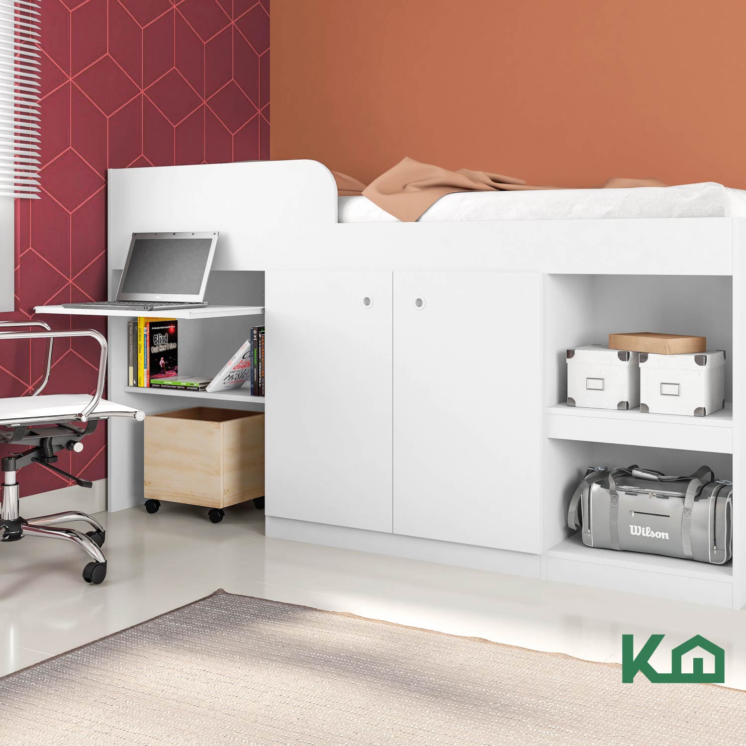 Foto 8 | Base de Cama Kingshouse Kingsingles Individual color Blanco