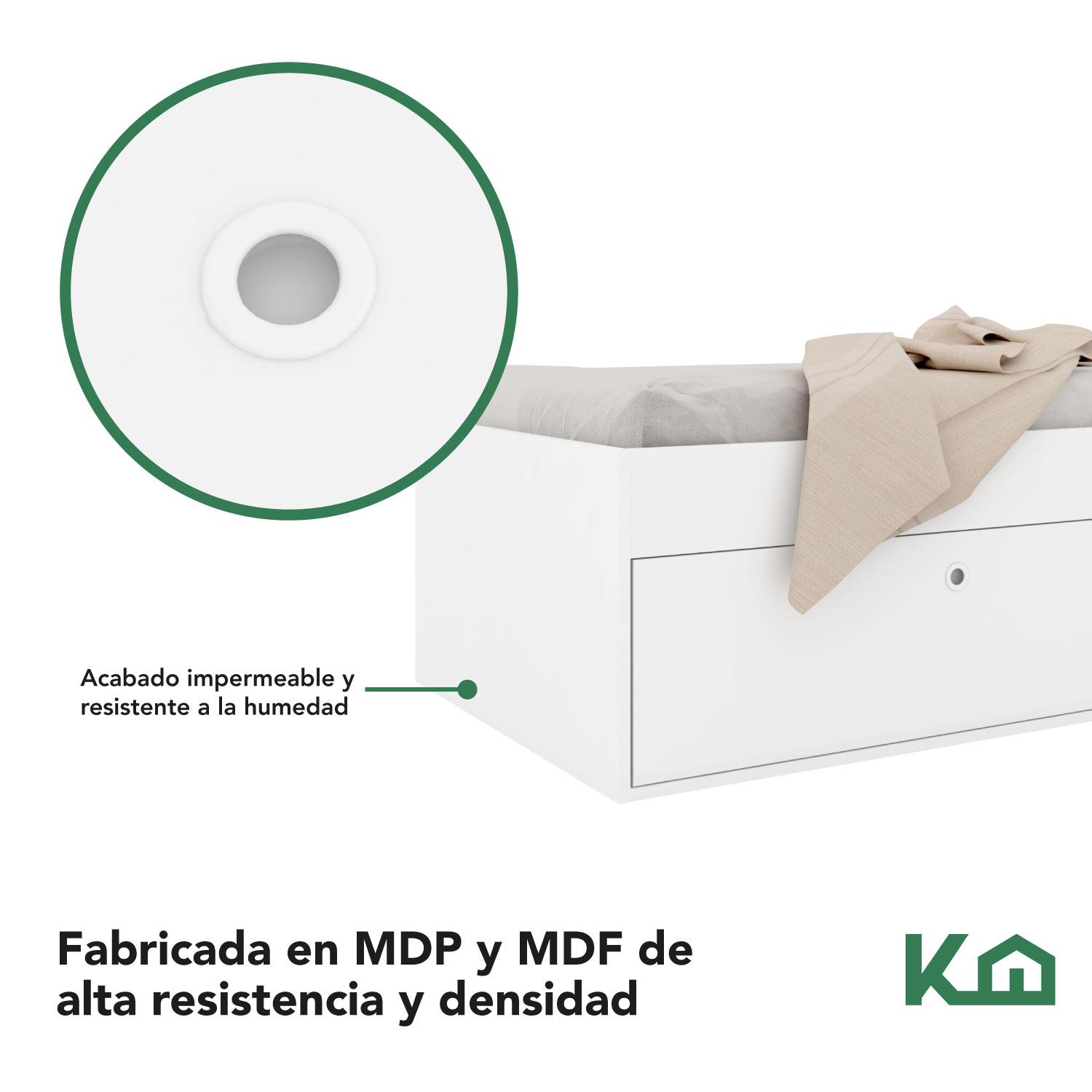 Foto 5 pulgar | Base de Cama KingsHouse KINGSINGLE4 color Blanco Individual con Cajones