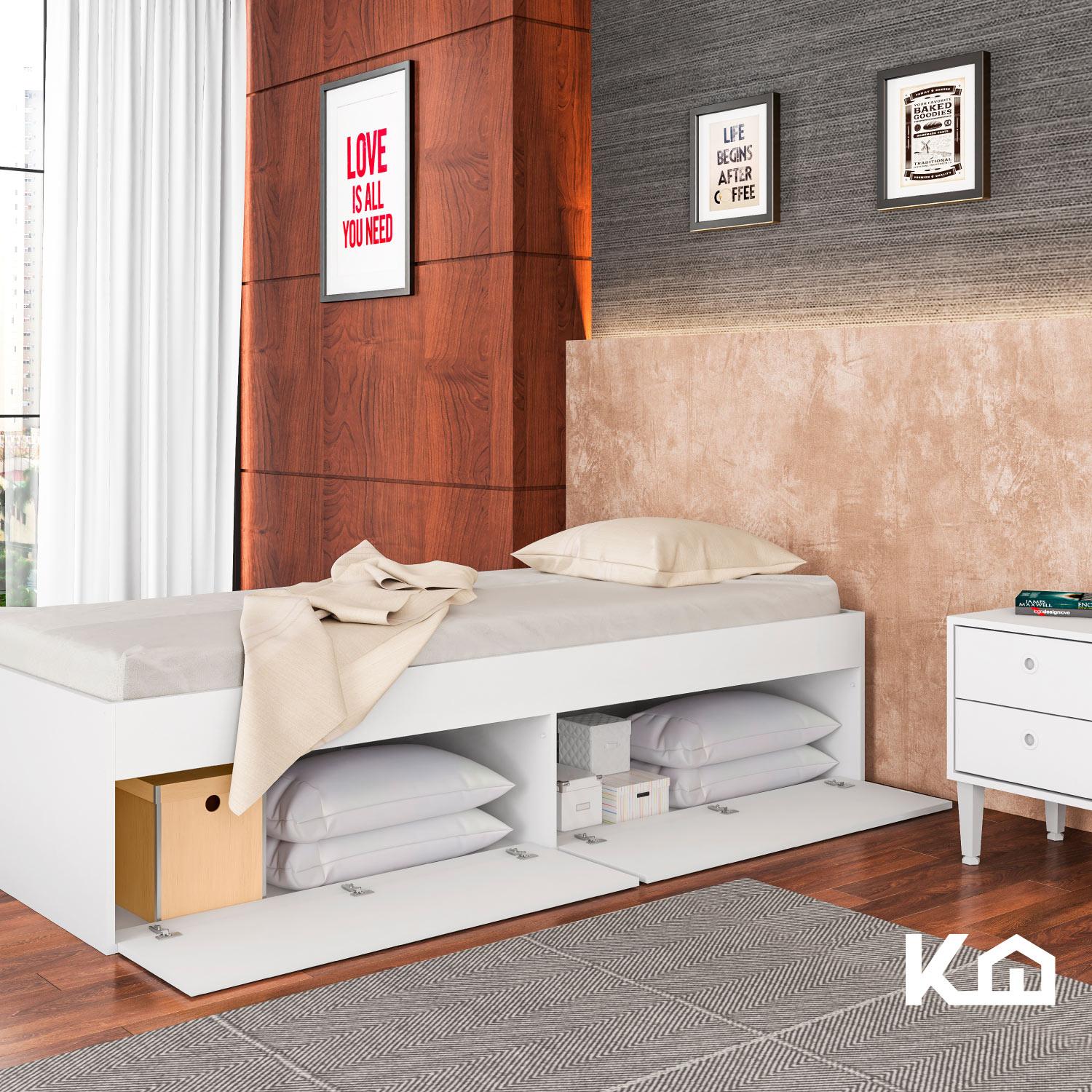 Foto 8 pulgar | Base de Cama KingsHouse KINGSINGLE4 color Blanco Individual con Cajones