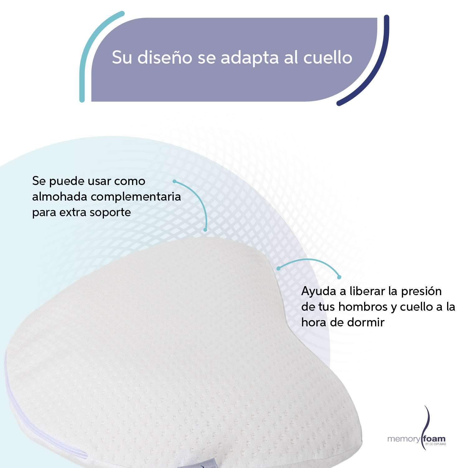 Foto 4 pulgar | Almohada Memory Foam Luna color Blanco