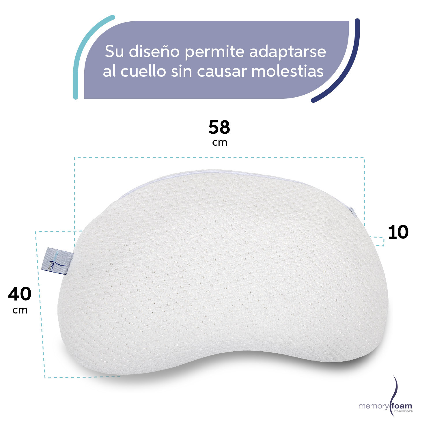 Foto 6 pulgar | Almohada Memory Foam Luna color Blanco