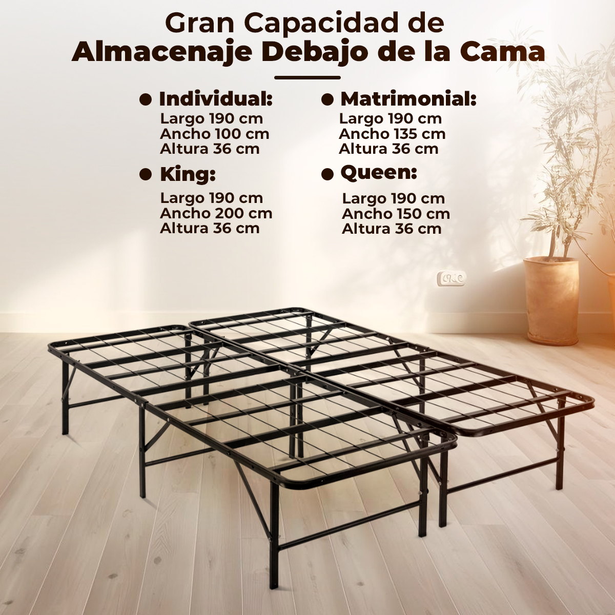 Foto 7 | Base Plegable Jaco Queen color Negro