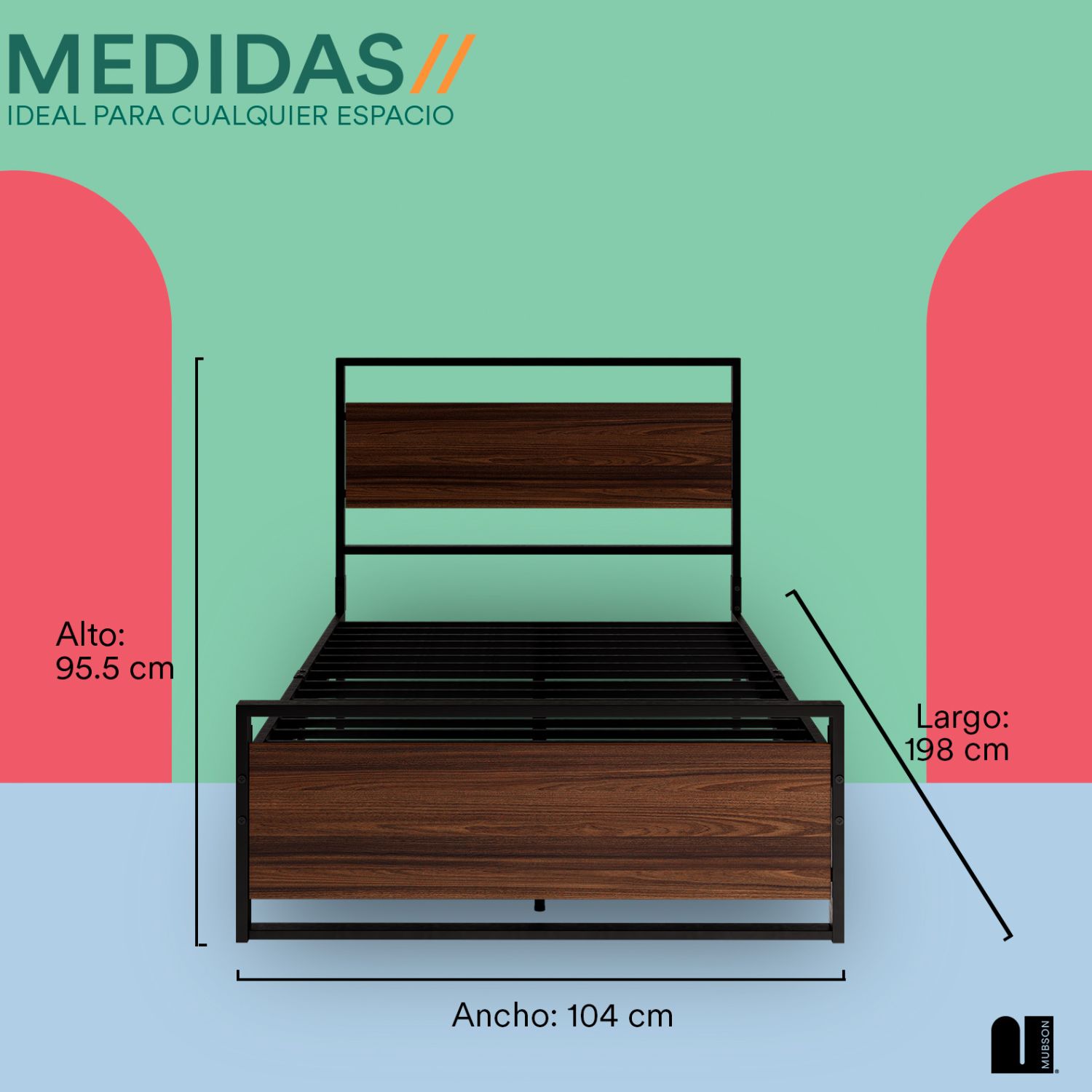 Foto 5 pulgar | Base para Cama Individual Mubson Akaza-IND Marrón con Cabecera