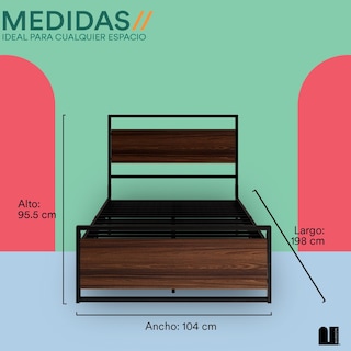 Foto 4 | Base para Cama Individual Mubson Akaza-IND Marrón con Cabecera