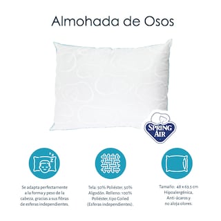 Foto 4 | Colchón Spring Air Matrimonial + 2 Almohadas Oso + Protector de Colchón
