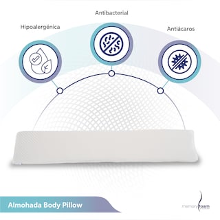 Foto 3 | Almohada Body Pillow (135 Cm) De Memory Foam Almohada Para Dormir De Lado Almohada Para Abrazar Color Blanco Cuatro