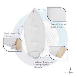 Foto 4 | Almohada Makura De Memory Foam Almohada Súper Suave De Memory Foam Individual Color Blanco