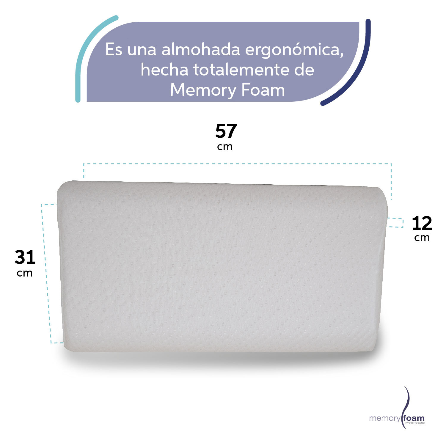 Foto 5 | Almohada Curva De Memory Foam Almohada Ergonómica De Memory Foam Duerme De Lado O Boca Arriba Individual Color Blanco