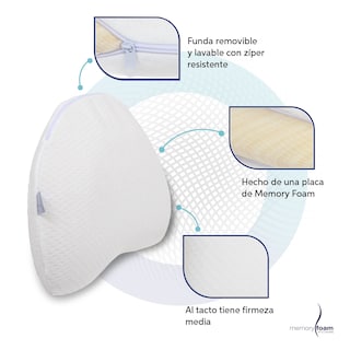 Foto 4 | Almohada Luna Kids Almohada De Memory Foam Para Niños Ligera Y Suave Individual Color Blanco 58 X 40 X 10 Cm