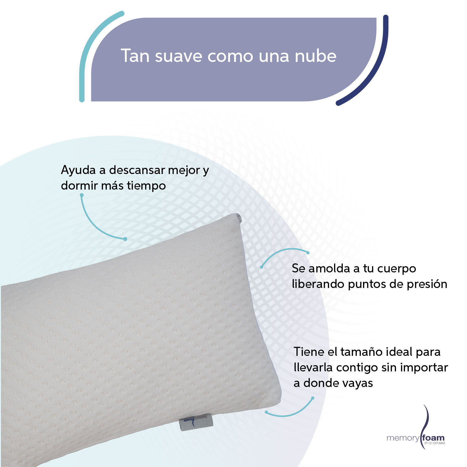 Foto 4 pulgar | Almohada Companion De Memory Foam Pequeña Y Extra Suave Para Noches Sin Despertares Individual Color Blanco