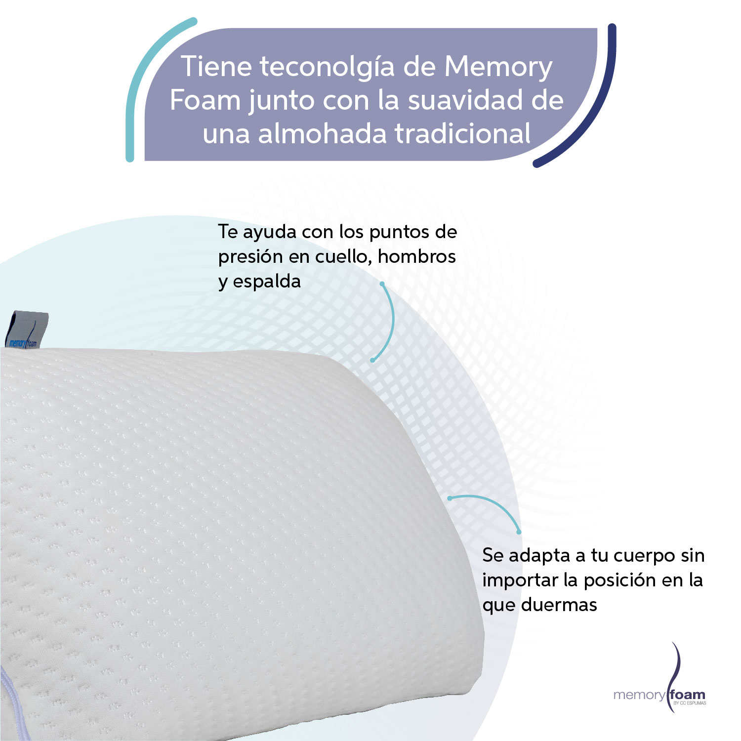 Foto 4 pulgar | Almohada Comfy De Memory Foam Extra Suave Y Cómoda Se Adapta A Tu Cuerpo En Cualquier Postura  Individual Color Blanco