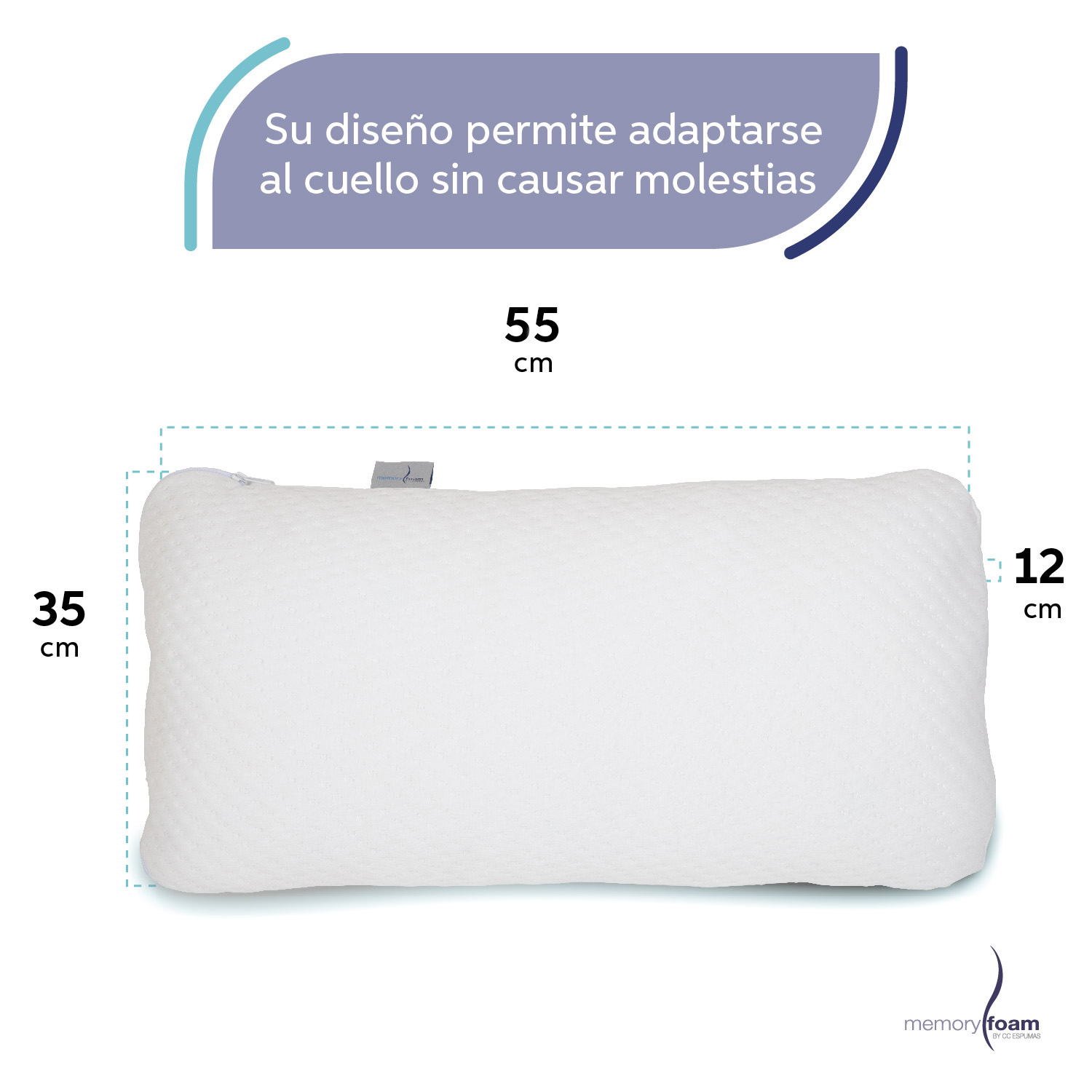 Foto 6 pulgar | Almohada Córdoba De Memory Foam Almohada Alta Para Hombros Anchos Firmeza Media Individual Color Blanco