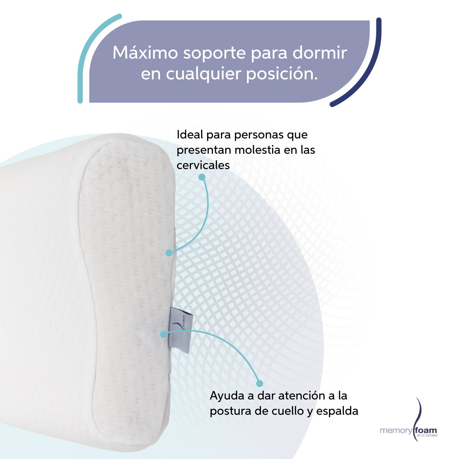 Foto 4 pulgar | Almohada Súper Suave De Memory Foam Ergonómica Individual Color Blanco