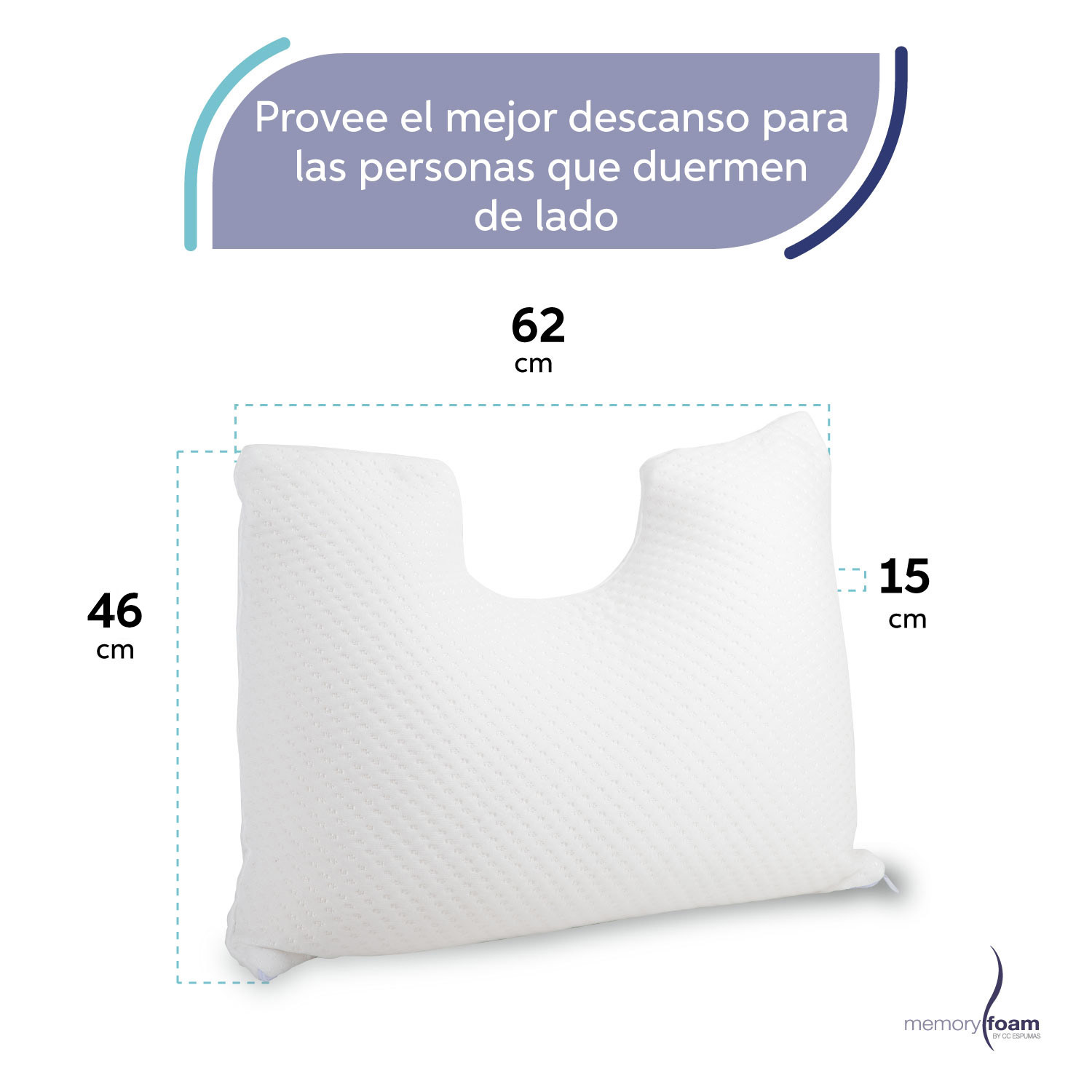 Foto 5 | Almohada Constelación De Memory Foam Para Domir De Lado O Boca Arriba Firmeza Media Individual Color Blanco