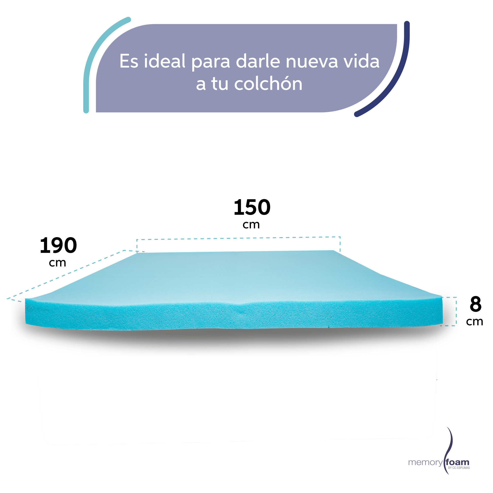 Foto 6 pulgar | Colchoneta Fresca De Memory Foam De 8 Cm Queen Size 100% Memory Foam Fresca Toda La Noche Brinda Soporte A Tu Colchón