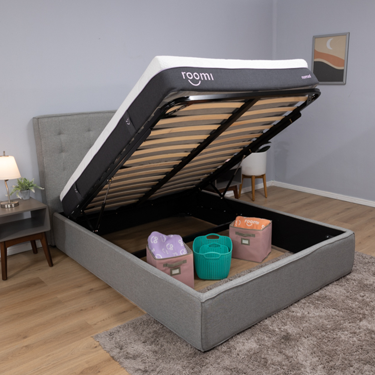 Foto 4 pulgar | Base para Cama Roomi Gris Individual con Almacenamiento