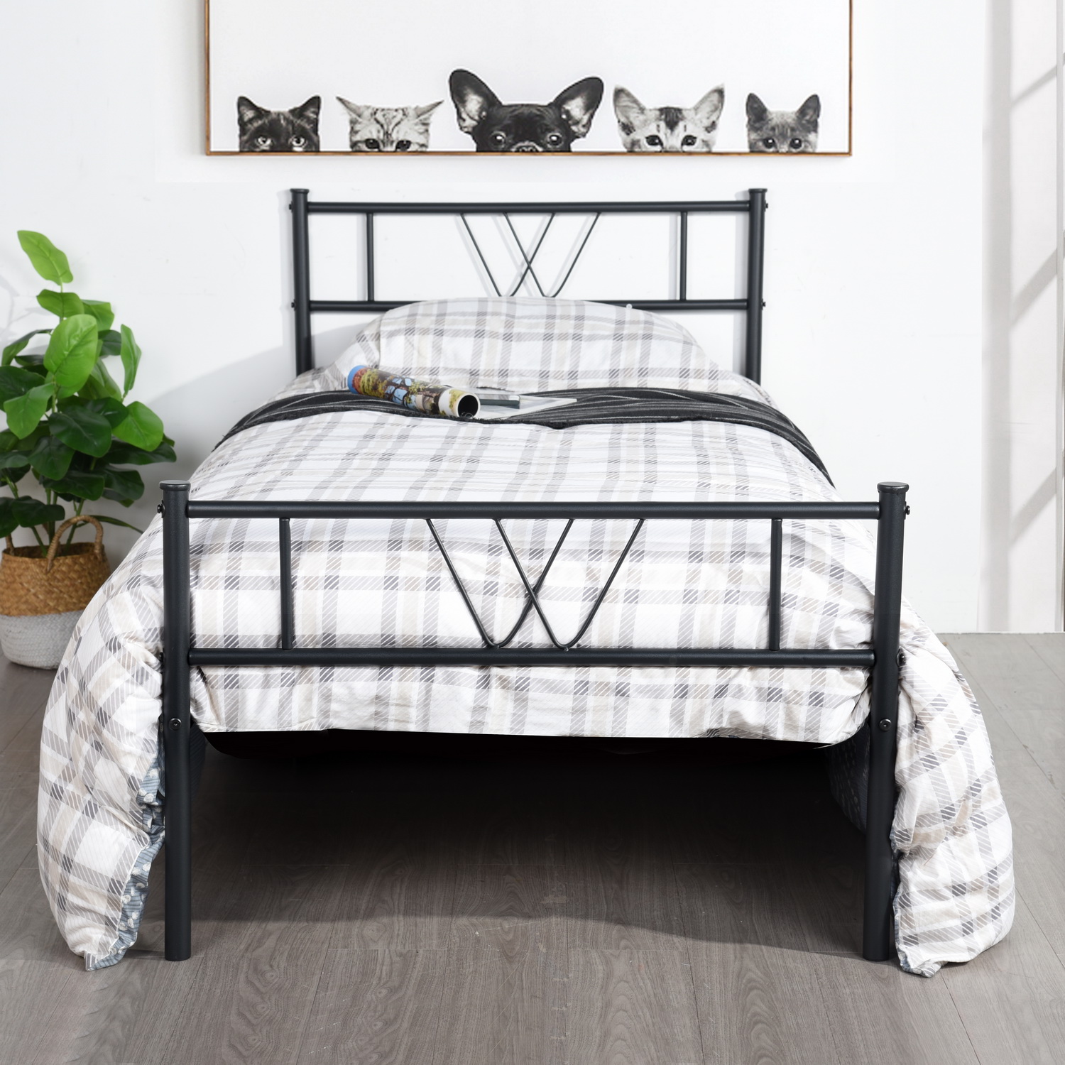 Foto 6 pulgar | Cama de Bases Koke Twin Black Homemake Negro 197 x 99 x 80 cm