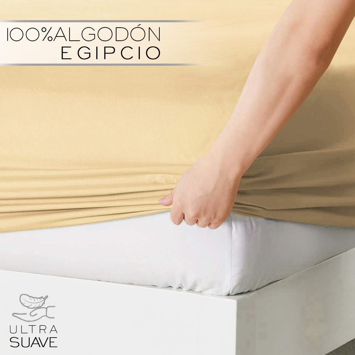 Foto 4 pulgar | Sabanas Matri 1800 Hilos Tira Bordada, Marca Twin Brothers Liso  King Beige