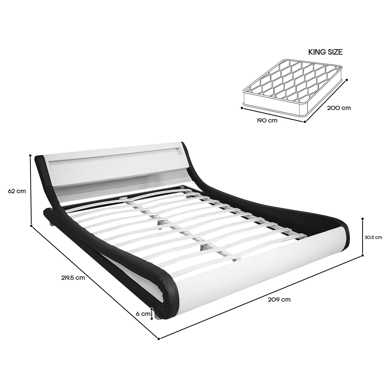 Foto 5 pulgar | Base para Cama King Size Bossa Tessa Blanco con Luces Led