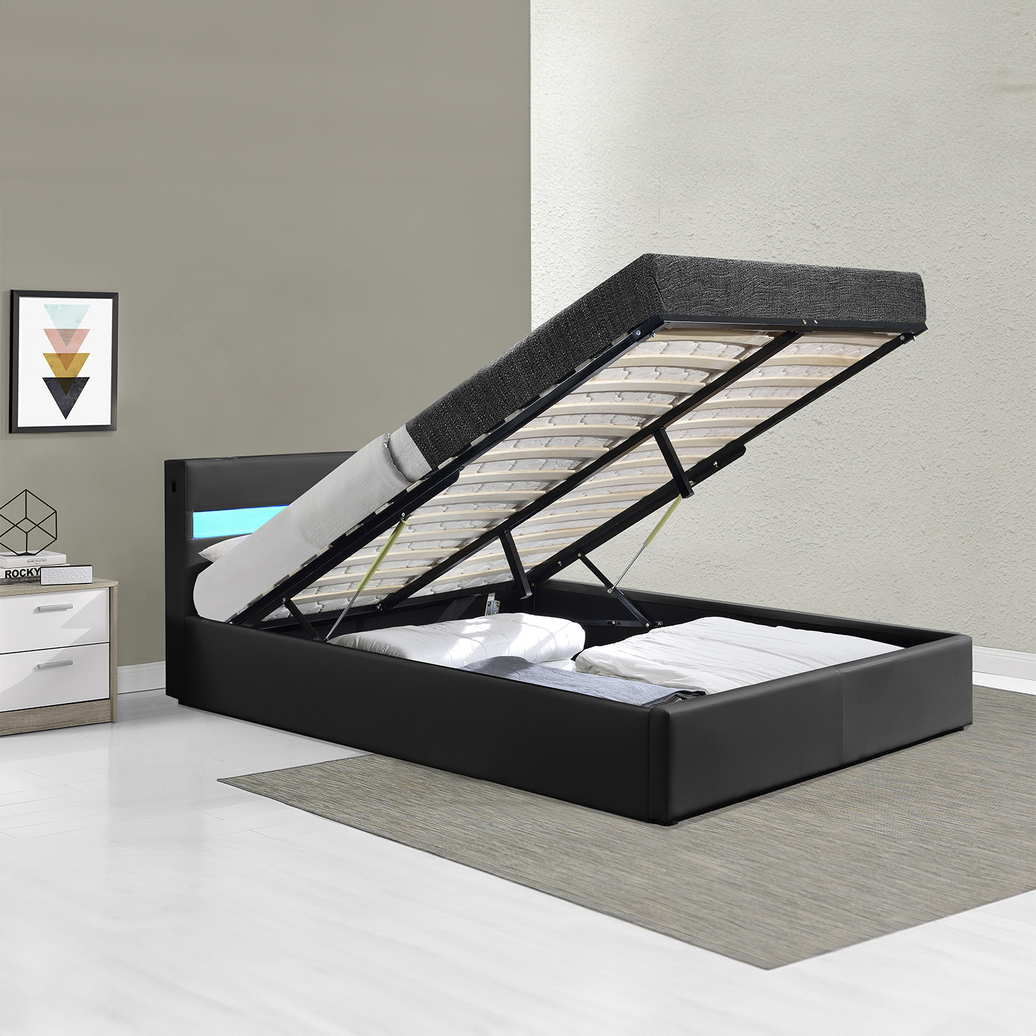 Foto 6 pulgar | Base para Cama King Size Bossa Galaxy con Luces Led/ Almacenamiento/ Bocina/ Bluetooth