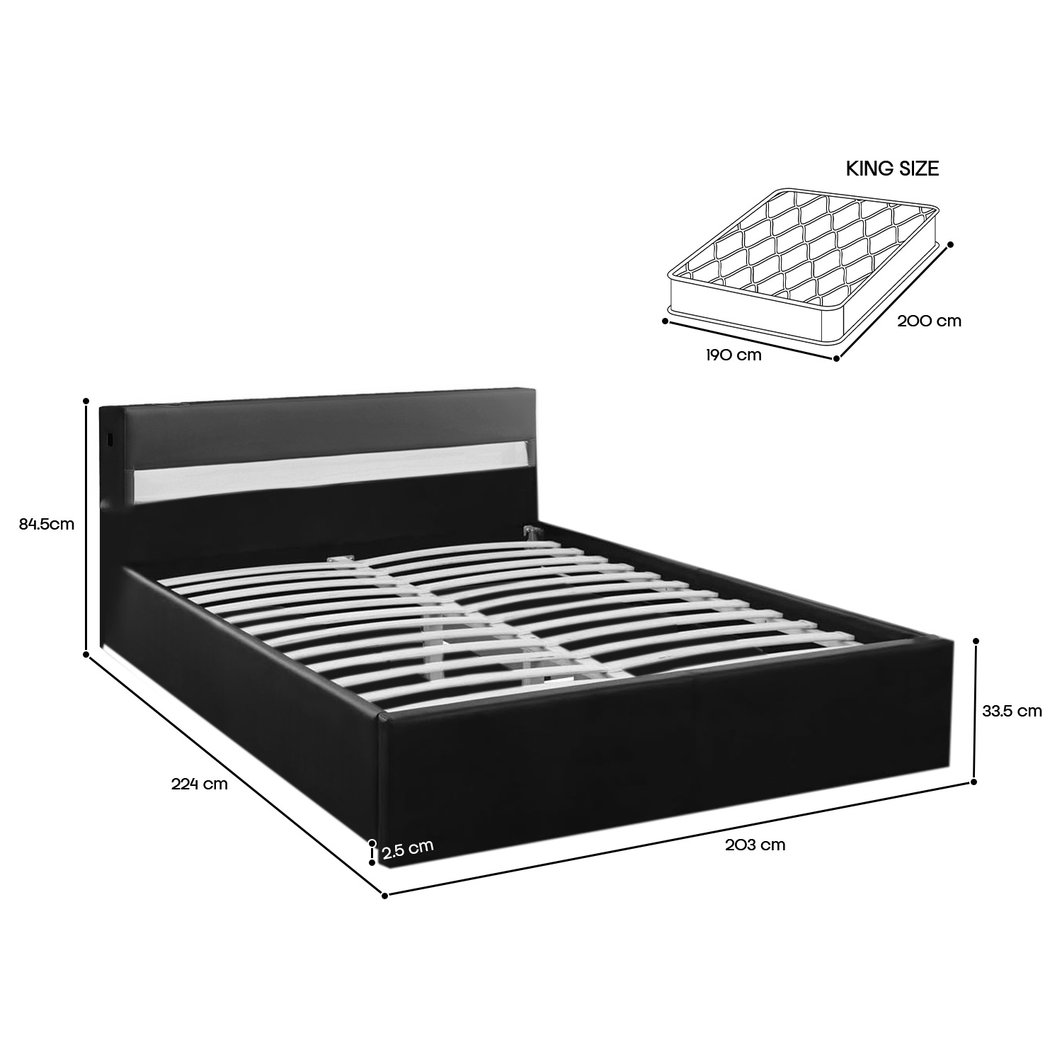 Foto 8 pulgar | Base para Cama King Size Bossa Galaxy con Luces Led/ Almacenamiento/ Bocina/ Bluetooth